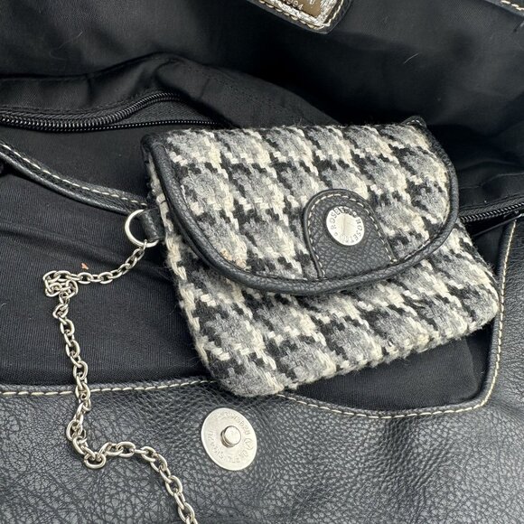 Rosetti Black & White Houndstooth Shoulder Bag With Braided Handles - Picture 8 of 10